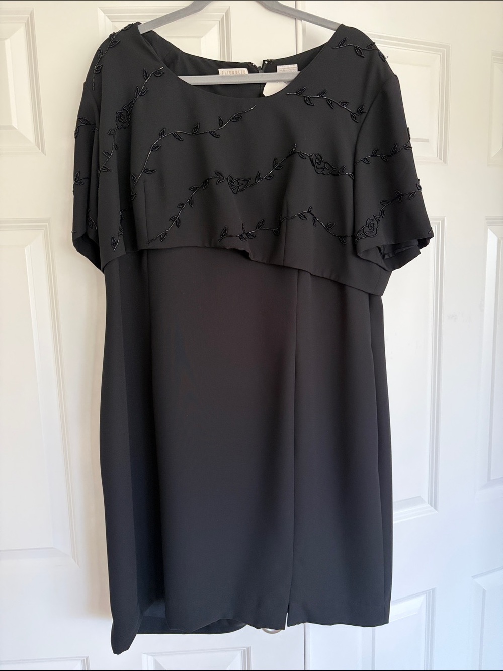 Black Beaded (Bodice) Overlay Knee length Dress 18